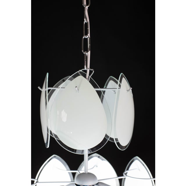 Vistosi White Murano Glass Teardrop-Shaped Discs Chandelier, Italy, 1970s For Sale - Image 15 of 15