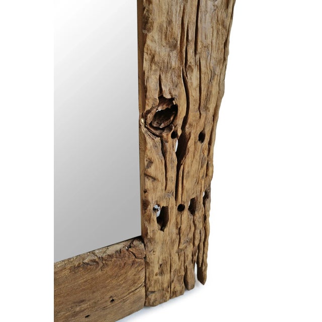 Late 20th Century Rustic Vintage Railroad Wood Mirror For Sale - Image 5 of 6