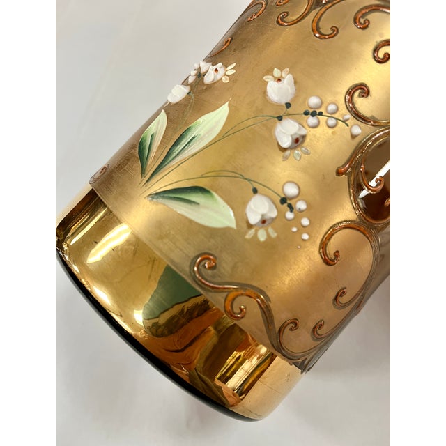 Vintage Czech Bohemian Amber Art Glass Vase For Sale - Image 11 of 12