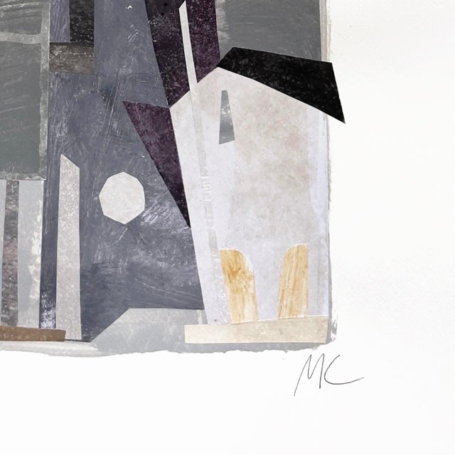 City Night - Original Gray Urban Architectural Mixed Media Collage on Paper by Maria C. Bernhardsson For Sale In Los Angeles - Image 6 of 6