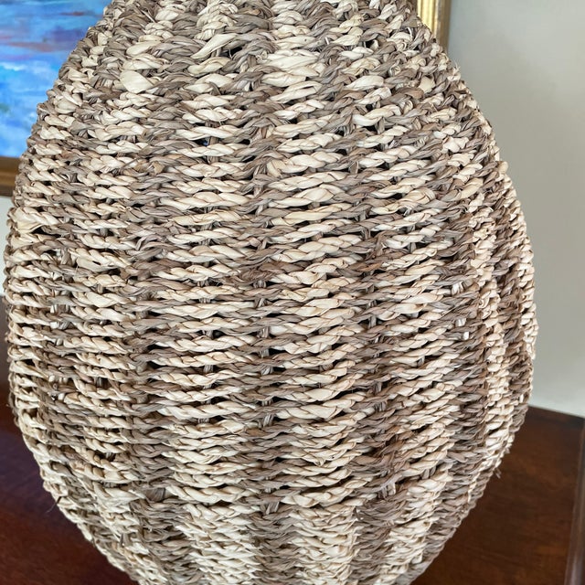 Rosemary Woven Lamp from The Natural Light. Perfect for coastal decor. Never used. 3 way switch.