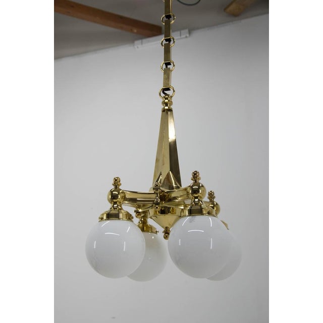 Art Deco Brass Chandelier, 1920s For Sale - Image 12 of 15