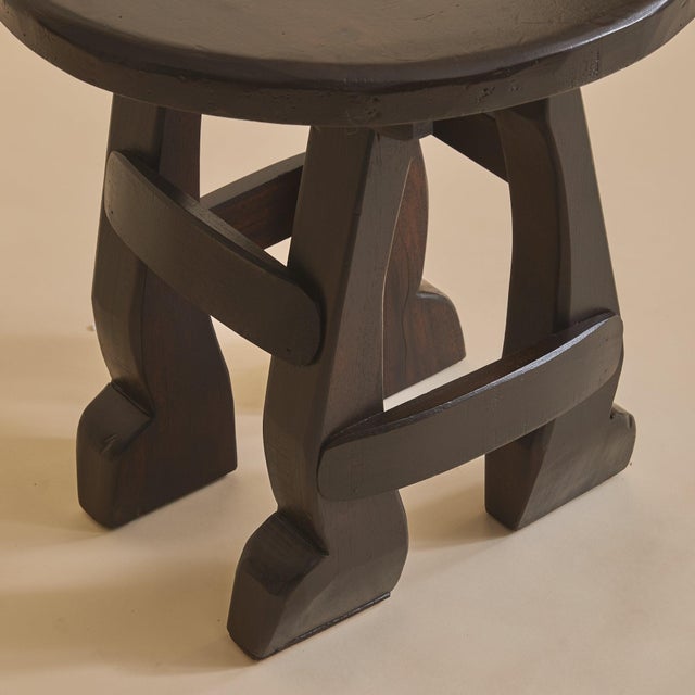1960s French Brutalist Ebonized Wood Side Table, 1960s For Sale - Image 5 of 13