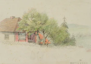 H. Christiansen, Country Houses Near Süding, 1921, Pencil