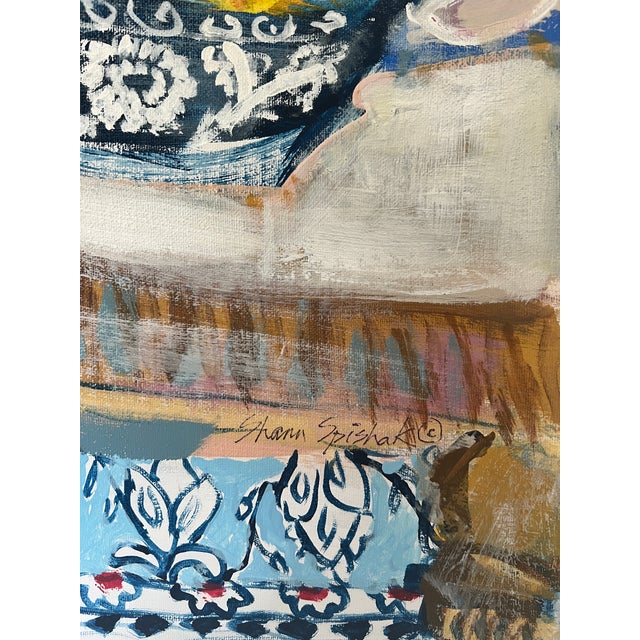 Calico Cat Large Cat Painting Original Art by Shann Spishak For Sale - Image 4 of 9