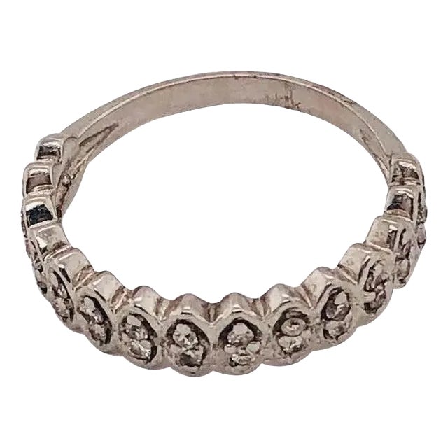 14 Karat White Gold Diamond Wedding Band Anniversary Bridal Ring 0.75 TDW For Sale