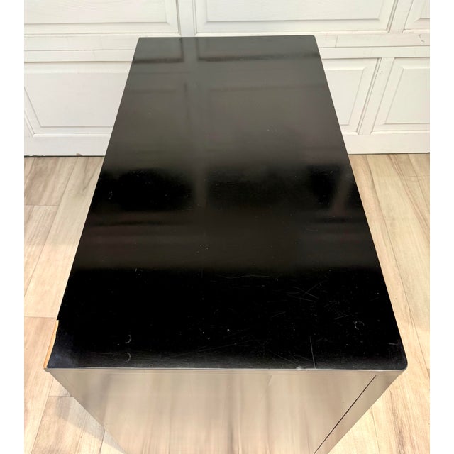 Mid-Century Black Lacquer Chinoiserie Convertible Dining Table Cabinet For Sale - Image 11 of 15