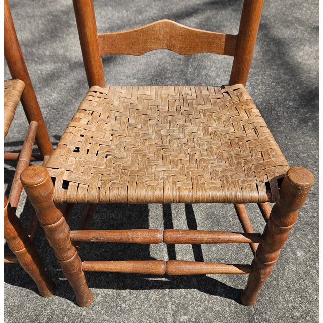 Late 19th Century Pair of Ashe County, North Carolina Maple Ladder Back Chairs For Sale - Image 14 of 16