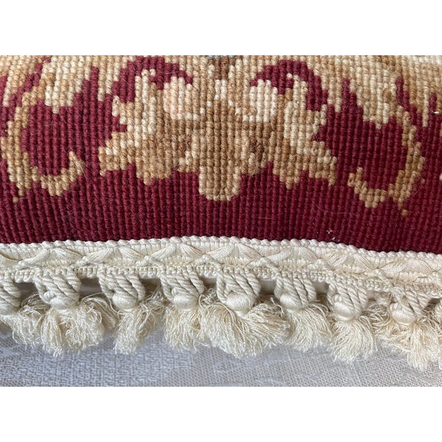 Vintage Aubusson Handmade Needlepoint Pillow With Down Insert For Sale In New York - Image 6 of 7