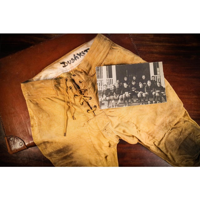 Amazing Game Played Antique Canvas Youth Football Pants Sports Team Memorabilia Man Cave Decor For Sale - Image 12 of 14