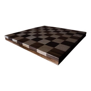 Handcrafted Wooden Chess Board – Solid Hardwood, Tournament Size, Minimalist Modern Design For Sale