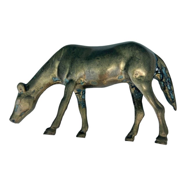 Vintage Brass Horse Grazing For Sale