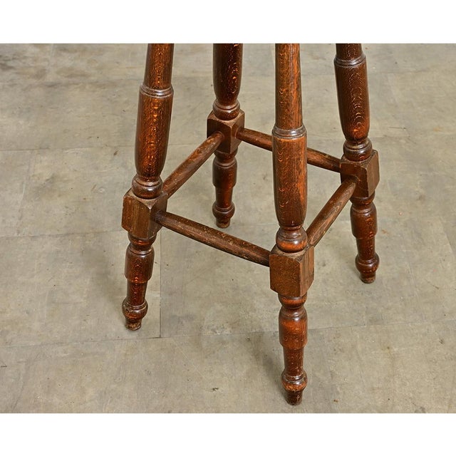 Wood English 19th Century Carved & Turned Oak Stool For Sale - Image 7 of 10