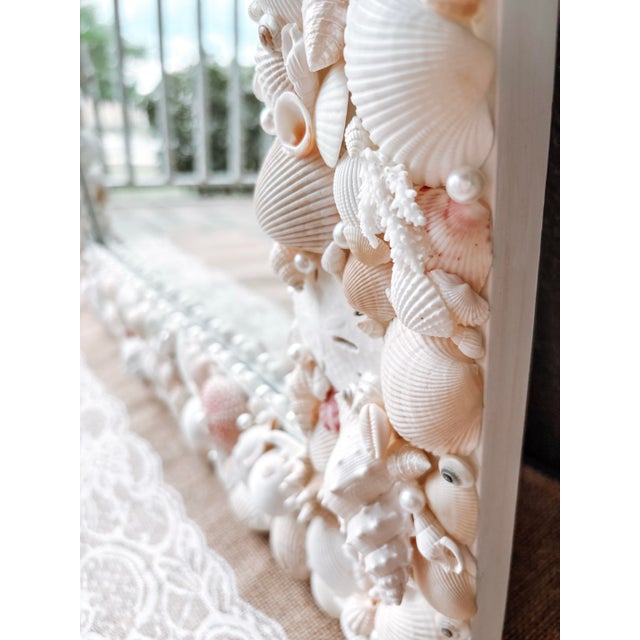 Gemstone Seashell Mirror 25x30” Shell Mirror, Coastal Luxury Wall Art, Wall Mirror For Sale - Image 7 of 7