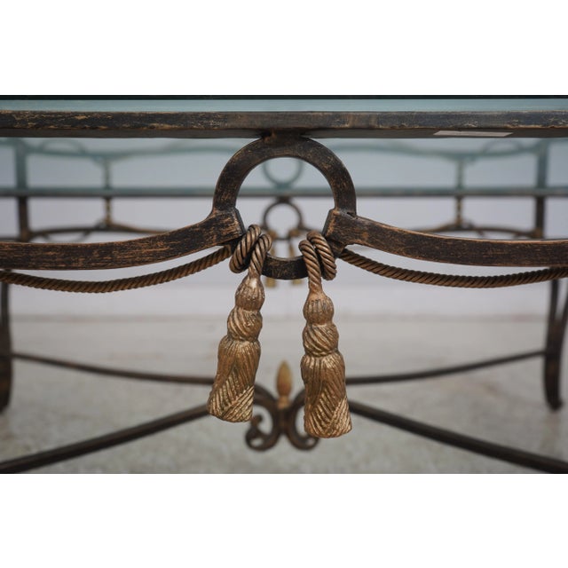 Regency Style Iron Base Tassel Design Coffee Table For Sale In Philadelphia - Image 6 of 14