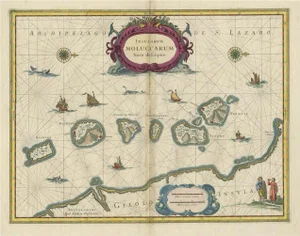 Antique Map of the Moluccas or Spice Islands, 1650
