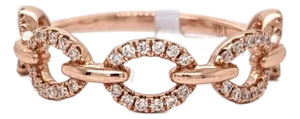 Interlocking Design Natural Diamond Wedding Band: Solid 14k Gold, Size 6.75
