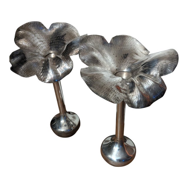 Pair of Late 20th Century Silver Plated Hammered Vases For Sale
