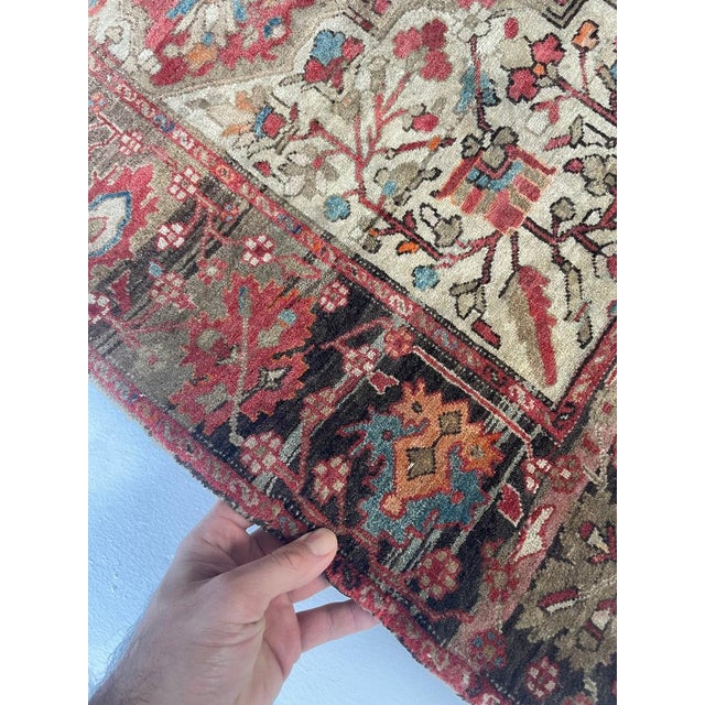 Textile Antique Ferahan with Lamb Wool Rug 3.6 x 4.11 For Sale - Image 7 of 7