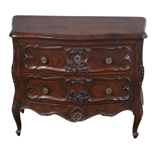 18th C Style Louis XV Mahogany Two Drawer Nightstand.