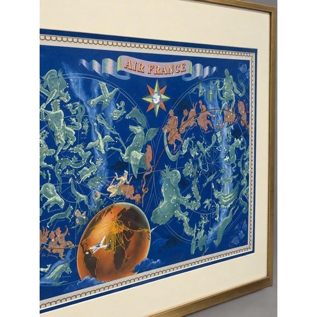 Boucher Lucien Boucher Air France Zodiac Planisphere Lithograph, France, 1951 For Sale - Image 4 of 11