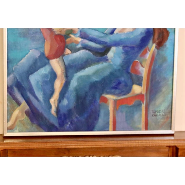 Modern Martin Kallerroj, Mother and Child, 1960s, Oil Painting, Framed For Sale - Image 3 of 10