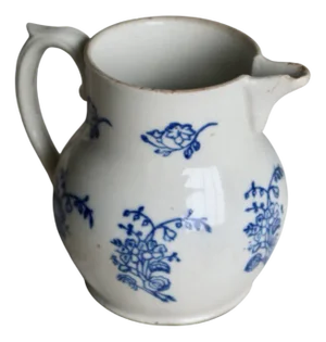 Antique Saint-Uze Steel Clay Pitcher with Cobalt Blue Floral Pattern