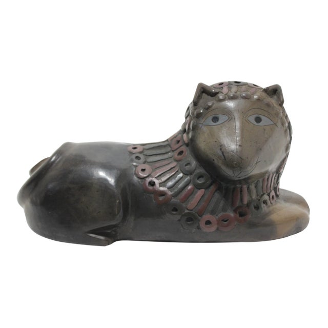 Artisan Smiling Lion Sculpture For Sale