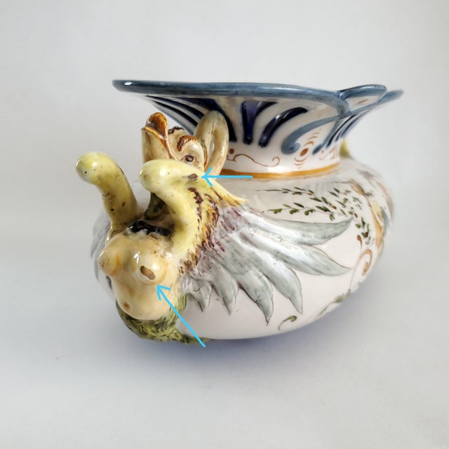 Antique Majolica Compote Jardiniere by Richard Ginori 19th Century Raffaellesco Grotteschi For Sale - Image 14 of 14