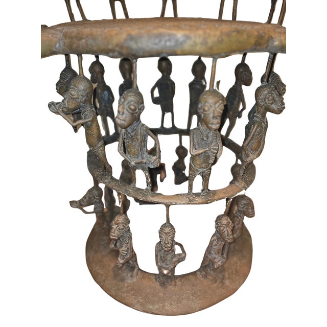 Metal Handcrafted African Bronze Throne Chair From Cameroon For Sale - Image 7 of 7