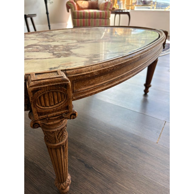Neoclassical Style Oval Marble Coffee Table For Sale - Image 10 of 11