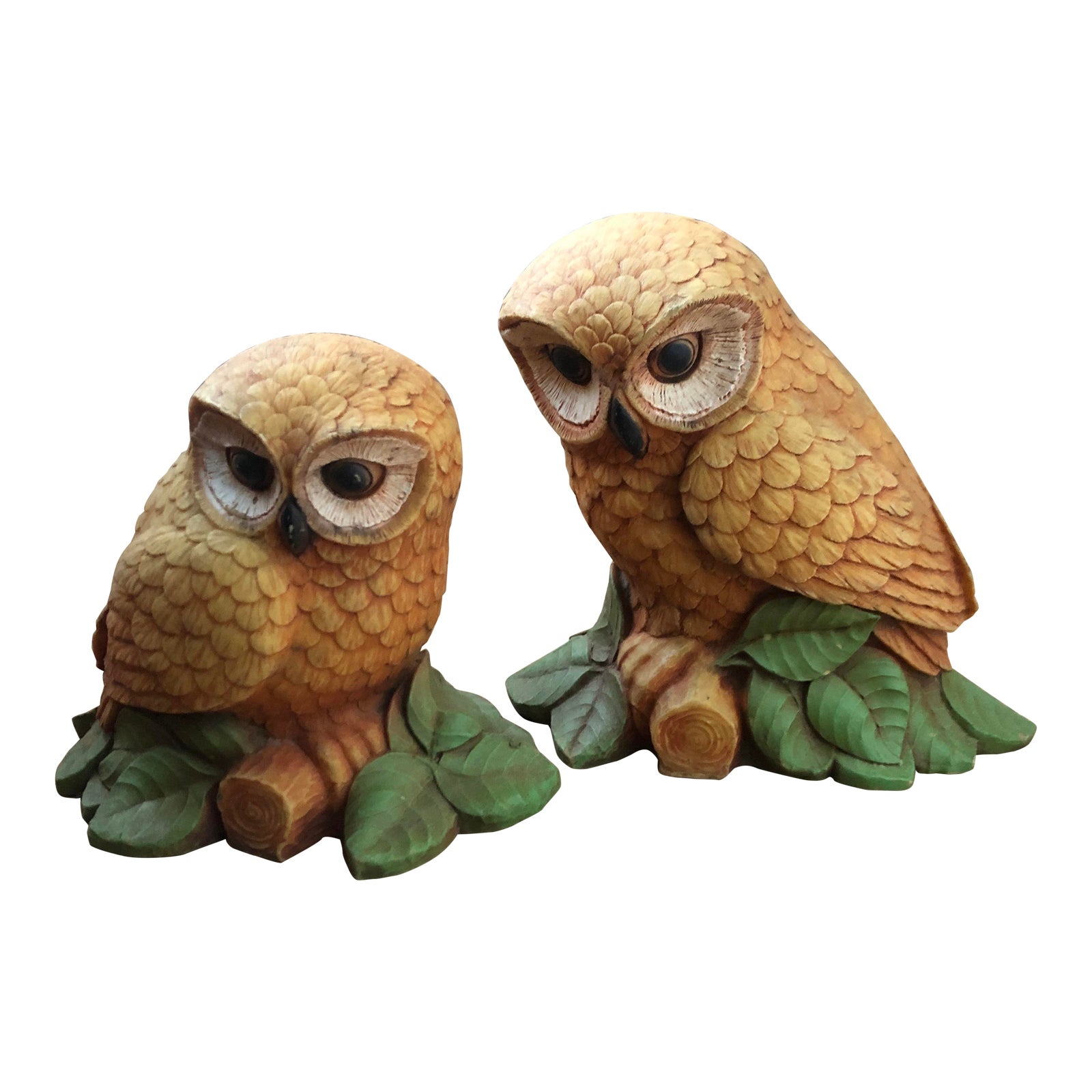 Mid-Century Modern Home Interior Perched Owl Figurines - a Pair | Chairish