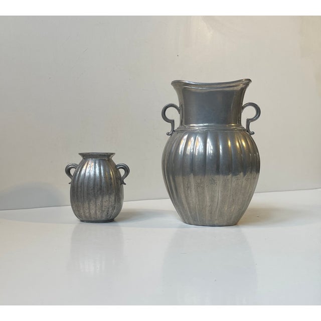 Art Deco Vases in Pewter from Just Andersen, 1940s, Set of 2 For Sale - Image 4 of 14