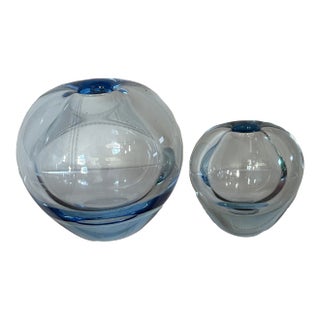 Vintage Danish Handblown Glass Drop Vases by Per Lütken for Holmegaard - Set of 2 For Sale