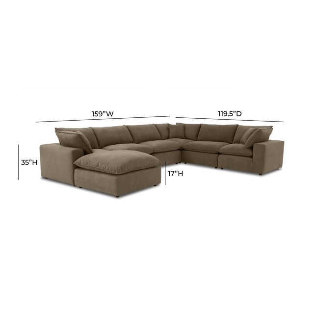 Cali Chocolate Brown Performance Velvet 7-Piece Modular Large Chaise Sectional For Sale - Image 4 of 4