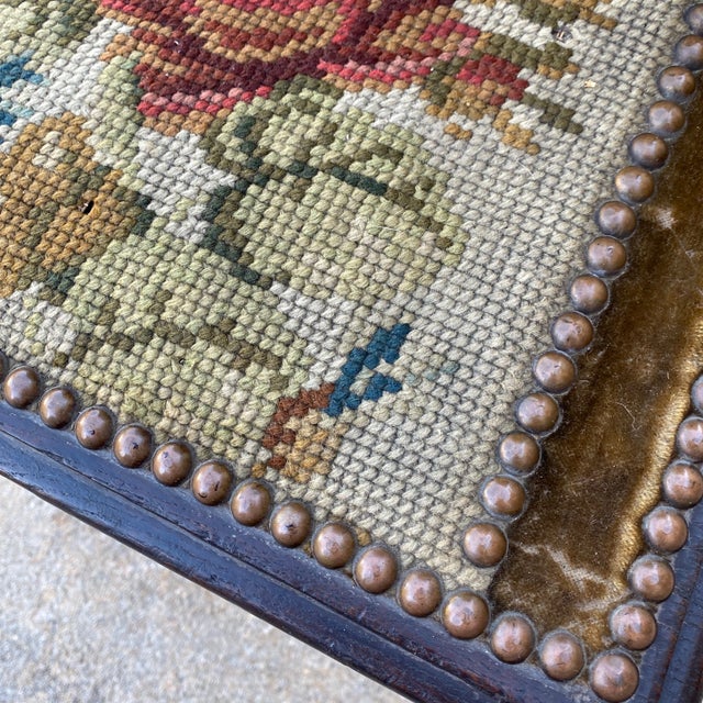 Vintage Needlepoint Wooden Chair For Sale - Image 4 of 5