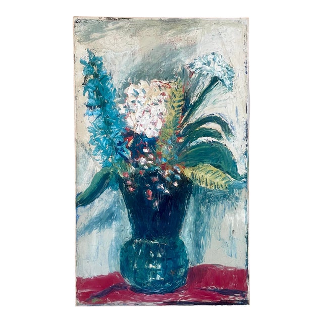 Still Life Impressionist Oil Painting by Ruth Erb Hoffman, c.1950s For Sale