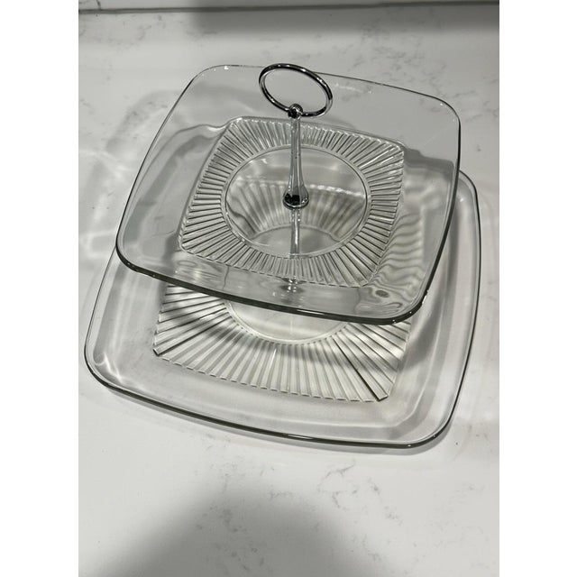 Anchor Hocking Anchor Hocking Two Tier Glass Serving Tray For Sale - Image 4 of 7