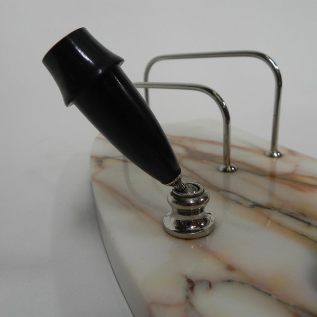 Glass Art Deco Marble, Glass, and Steel Desk Lamp with Pen and Letter Holder, 1930s For Sale - Image 7 of 18
