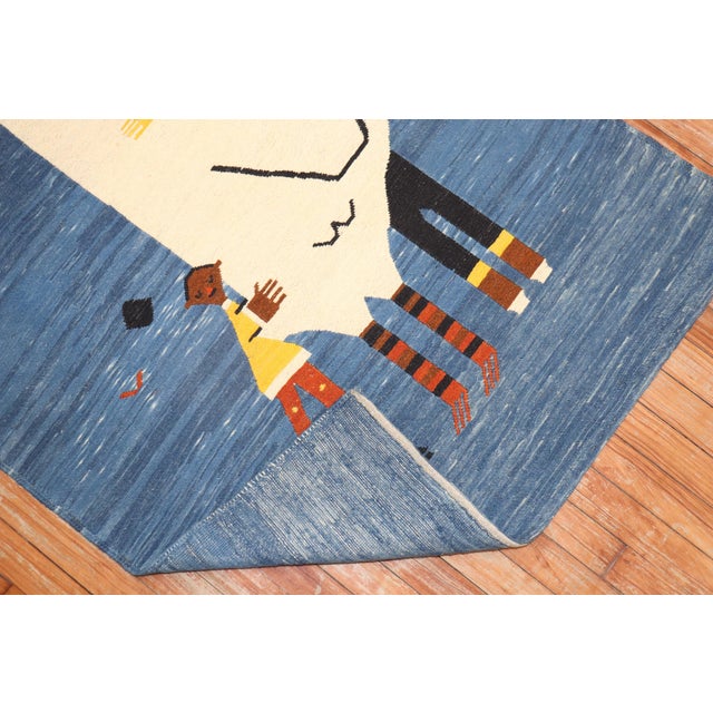 Late 20th Century Sad Pigeon Pictorial Persian Kilim Wall Hanging - 3'2" x 4'4" For Sale - Image 13 of 18
