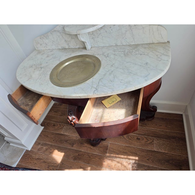 Antique Mahogany and Marble Wash Stand For Sale - Image 4 of 9