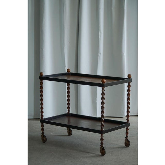 Danish Serving Table in Birch with Twisted Legs, 1940s For Sale - Image 4 of 13