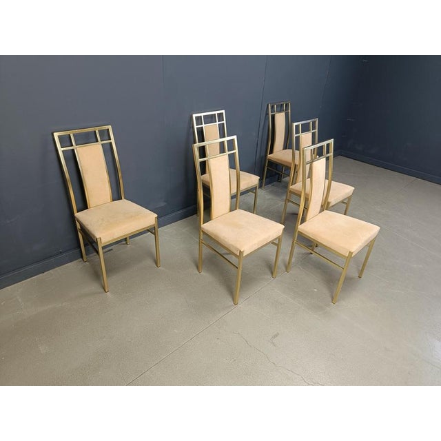 Vintage Brass Dining Chairs from Belgochrom, 1970s, Set of 6 For Sale - Image 6 of 13