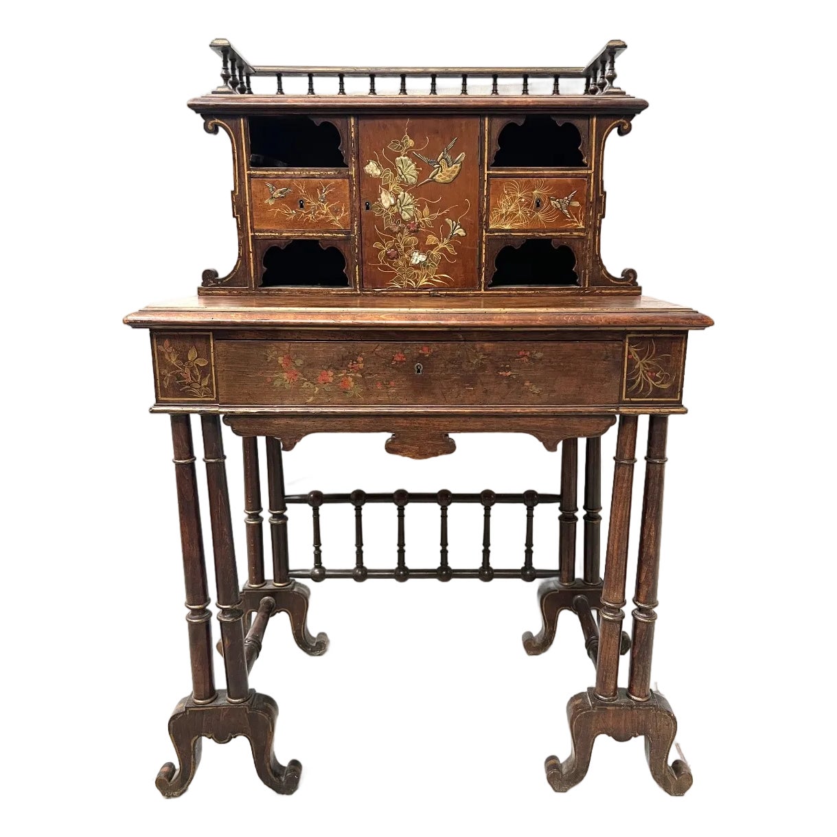 Wooden Stepped Desk with Pyrography, 19th Century | Chairish