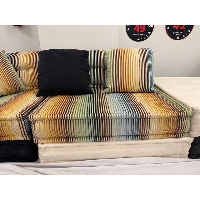 Turquoise 1970s Authentic Roche Bobois Mah Jong Modular Sectional Sofa – Missoni Home & Velvet Edition (5 Seats) For Sale - Image 8 of 18