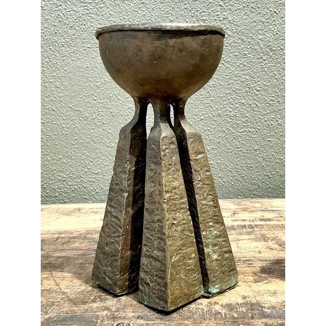 Late 20th Century Vintage Hammered Bronze Chalice For Sale - Image 5 of 12