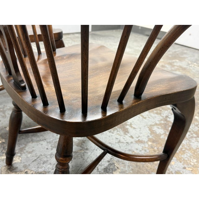English Windsor Style Vintage Arm Chairs, Pair For Sale - Image 11 of 12