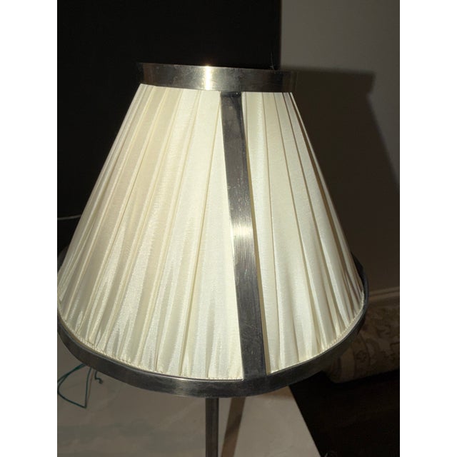 Gallerie des Lampes - Grasshopper Telescoping Table Lamp with metal frame and pleated fabric shade in ivory. Finish is...
