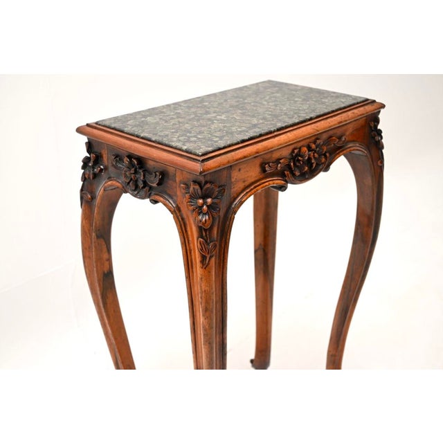 Antique Side Table with Carved Marble Top, 1840 For Sale - Image 4 of 11