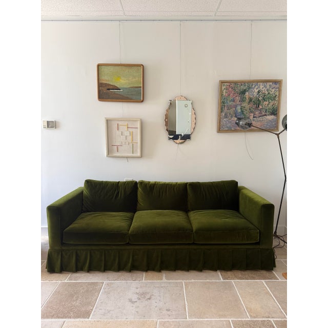 Green Custom Tuxedo Sofa in Holly Hunt Velvet For Sale - Image 8 of 8